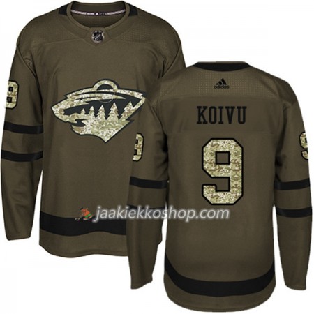 Miehille NHL Minnesota Wild Pelipaita Mikko Koivu 9 Adidas 2017-2018 Camo Vihreä Authentic